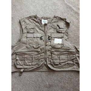 Ausable Men's XXL Fly Fishing Vest Khaki Utility Multi Pocket Cargo Fish
